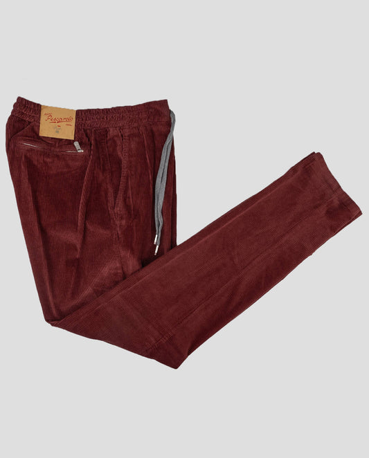 Marco Pescarolo Pantalon en velours bordeaux Ea