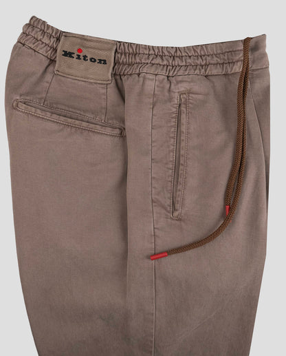 Kiton Taupe Lyocell Cotton Ea Pants