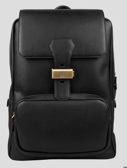 Zilli Black Leather Backpack