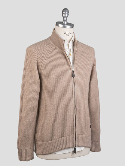 Isaia Beige Cashmere Sweater Bomber