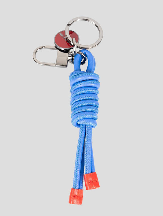 Kiton Light Blue Leather Keychain