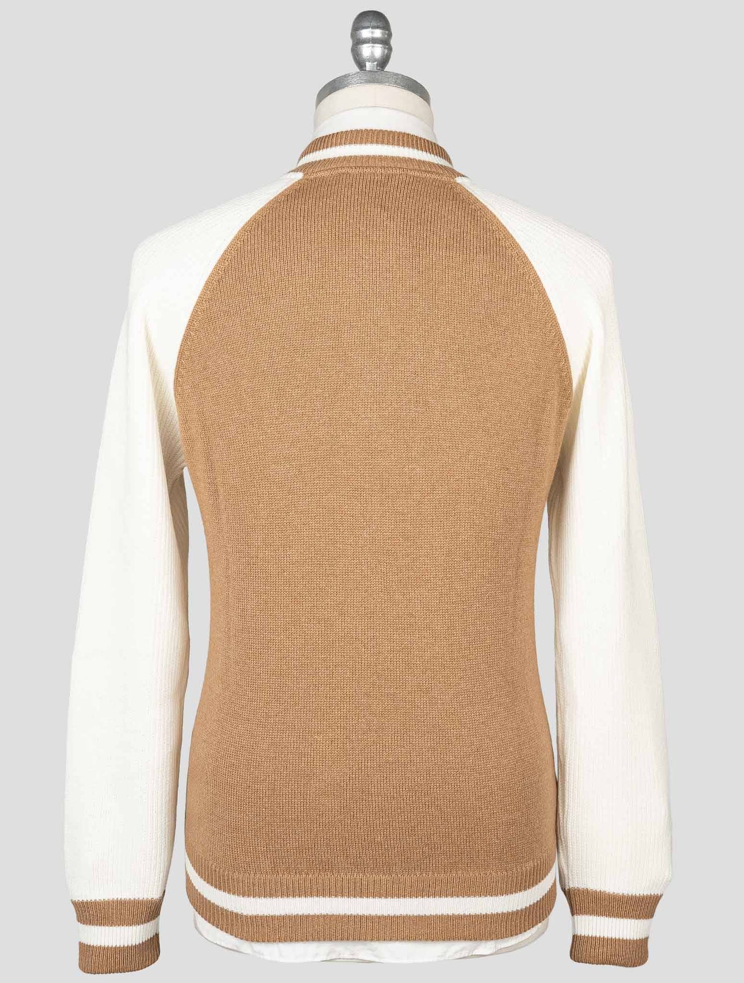 Gran Sasso Beige White Wool Cashmere Viscose Sweater Full Zip