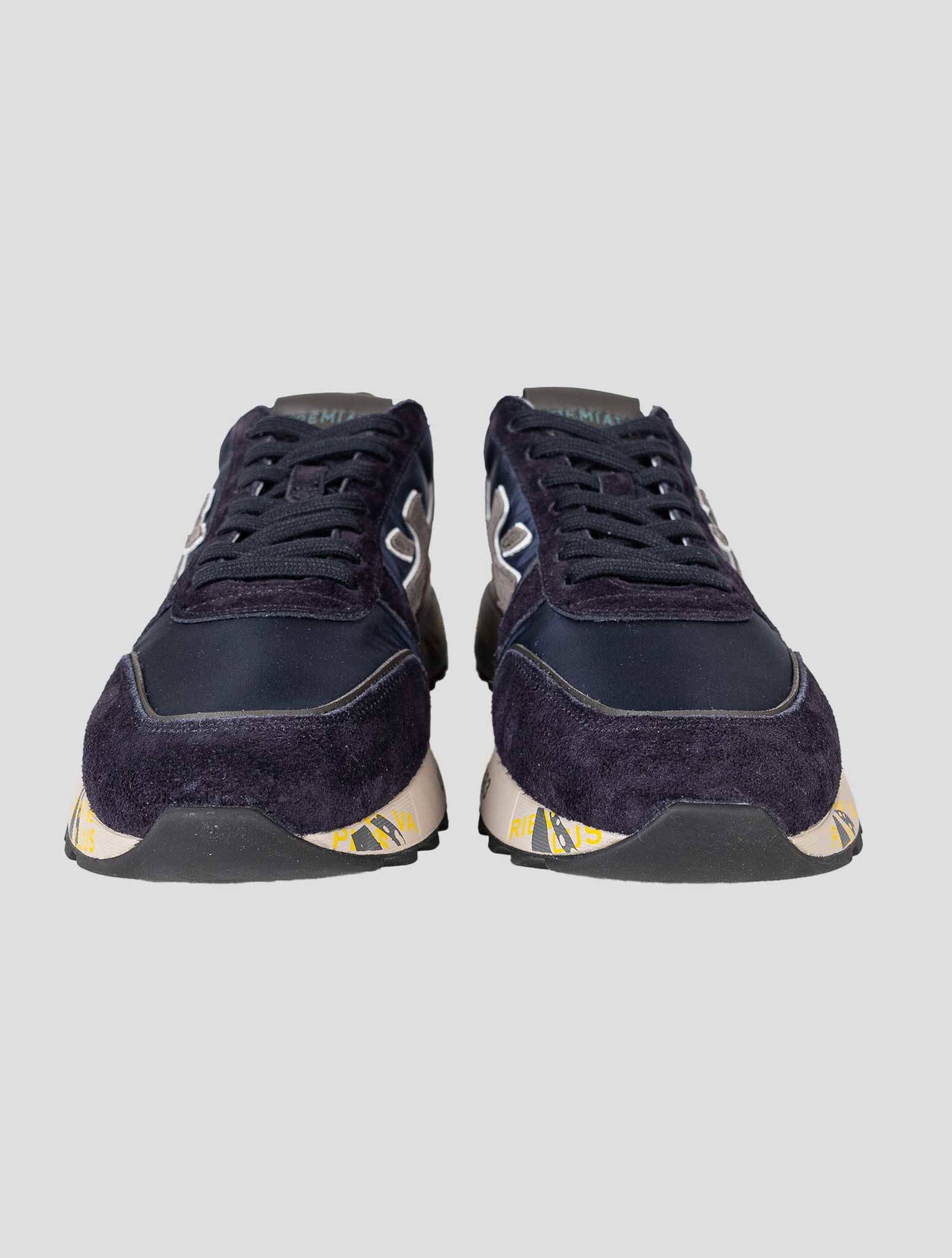 Premiata Black Blue Leather Suede Pa Sneakers