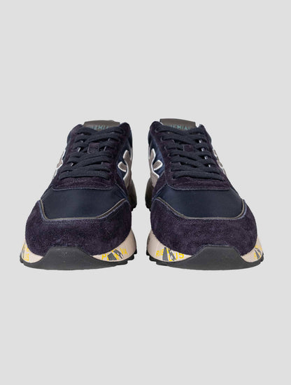 Premiata Black Blue Leather Suede Pa Sneakers