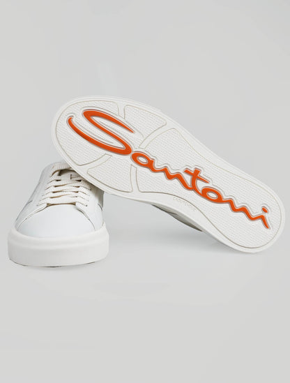 Santoni witte leren sneakers
