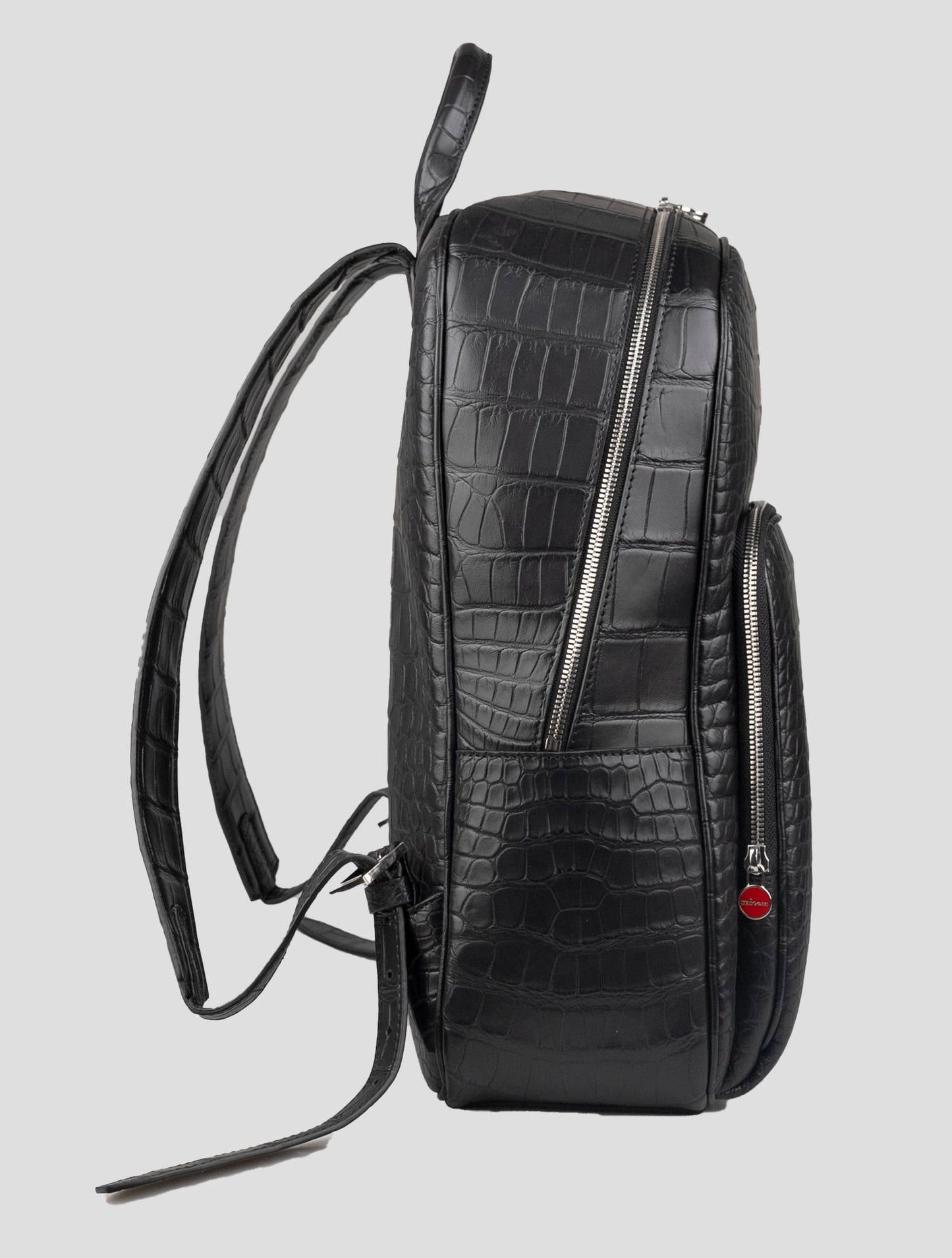 Kiton Black Leather Crocodile Backpack