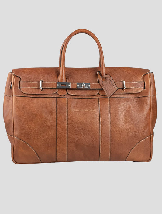 Brunello Cucinelli Brown Leather Travel Bag