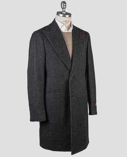 Isaia Black Cashmere Overcoat