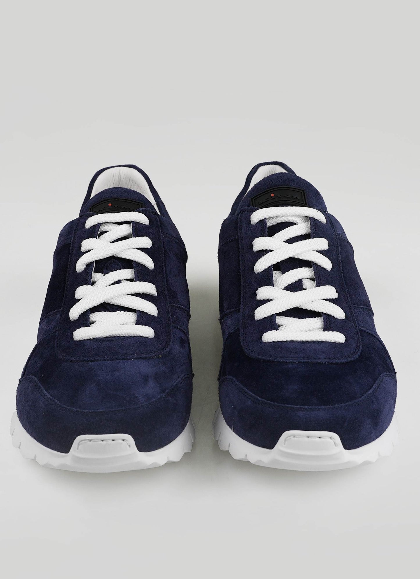Kiton blue leather suede sneakers