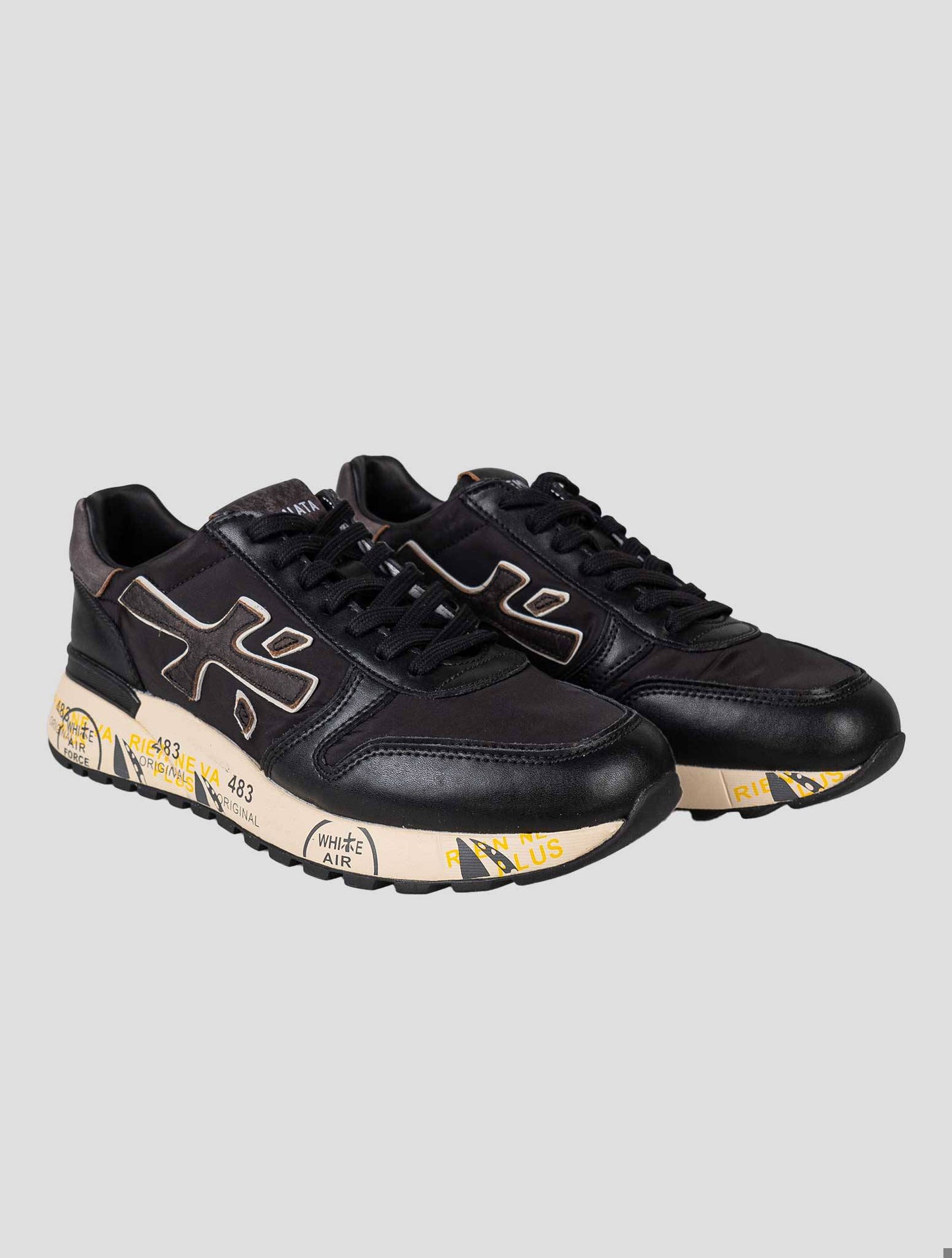 Premiata Black Brown Leather Pa Sneakers