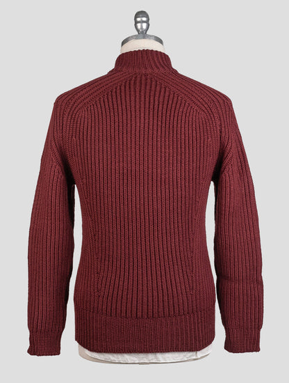 Isaia Burgundy Wool Sweater Bomber