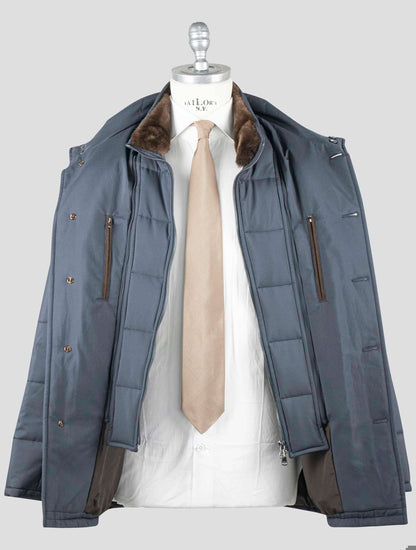 Barba Napoli Blue Pl med Beaver Collar Coat