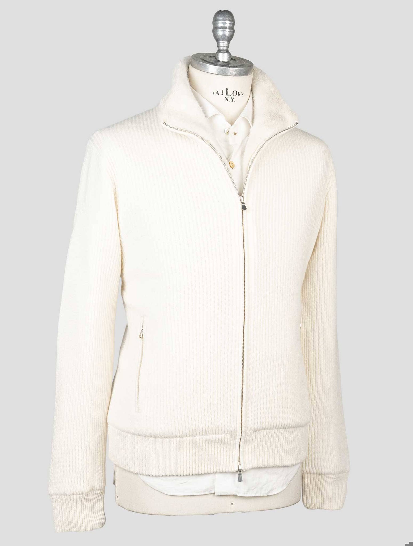 Gran Sasso White Cashmere Faux Fur Pl Coat