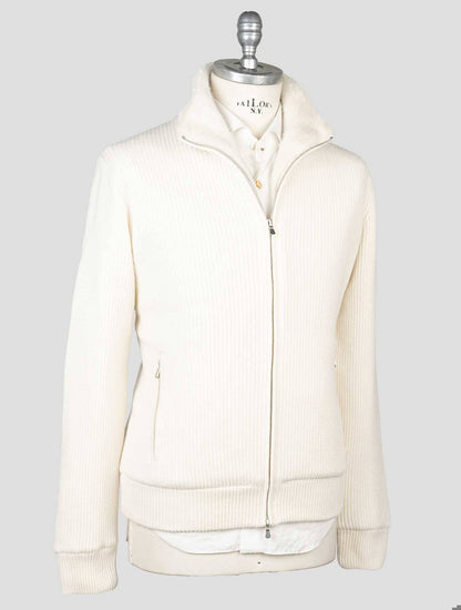 Gran Sasso White Cashmere Faux Fur Pl Coat