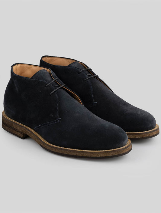 Kiton Blue Leather Suede Boots