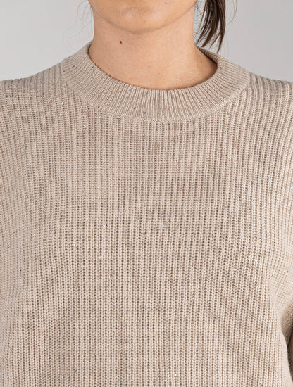 Brunello Cucinelli Beige Cashmere Wool Pl Pa Sweater Crewneck