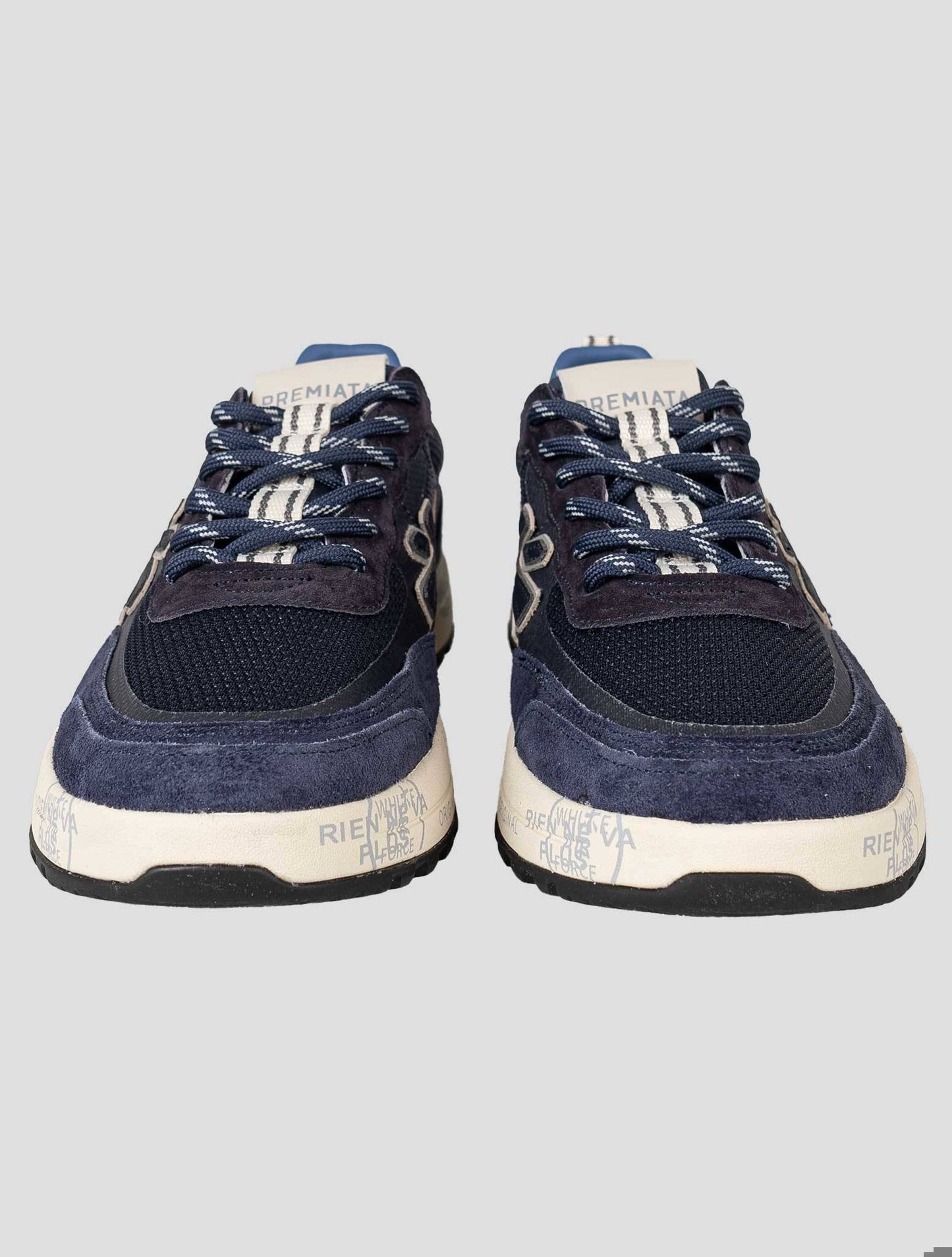 Premiata Blue Nylon Leather Suede Pu Pa Sneakers