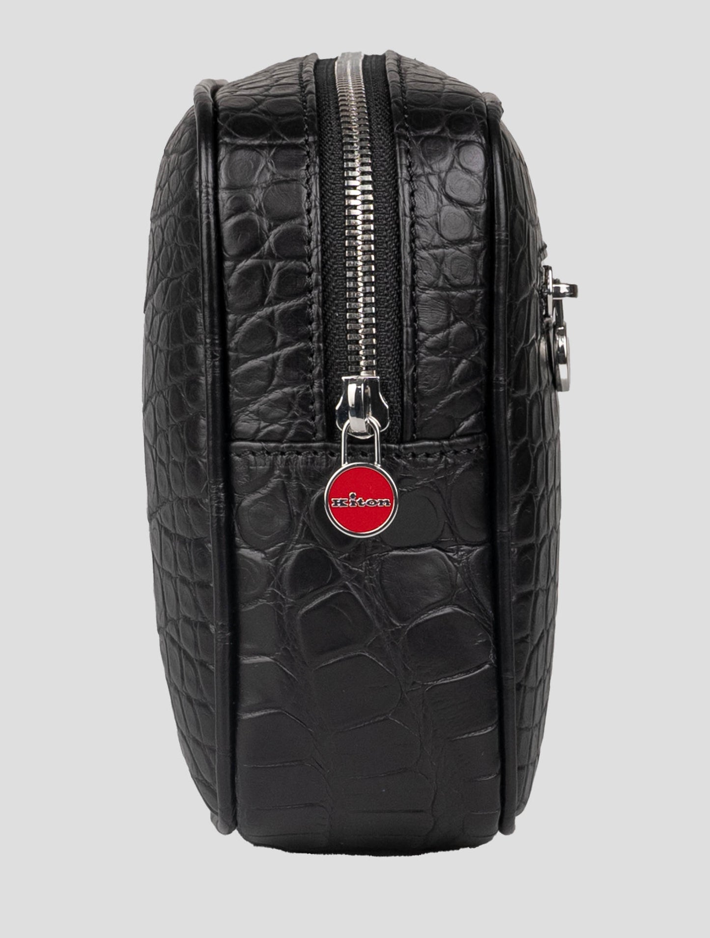 Kiton crna kožna džepna torbica od krokodila