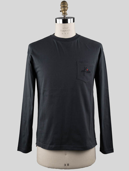 Kiton Graues Langarm-T-Shirt aus Baumwolle
