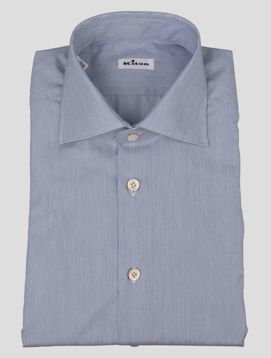 Kiton Light Blue White Cotton Shirt