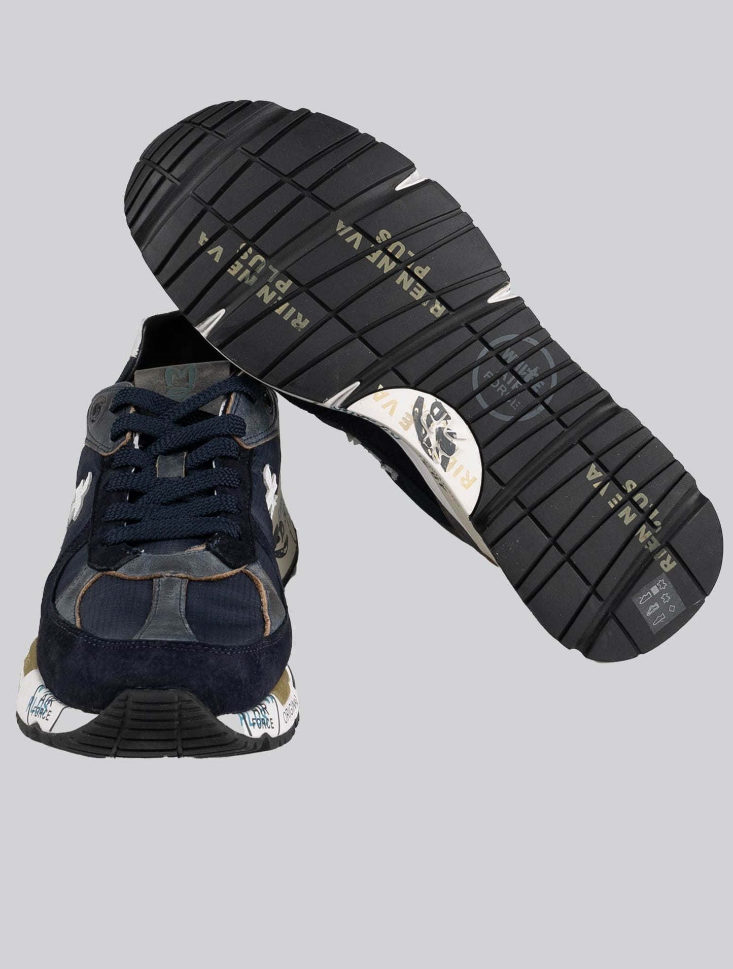 Premiata Black Beige Leather Calf Pa Sneakers