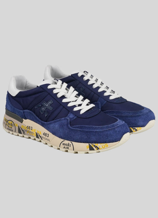Premiata Blue Pa Leather Suede Sneakers