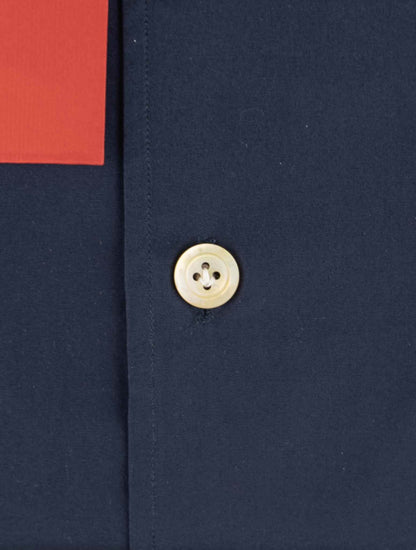 Kiton Blå Navy bomullskjort
