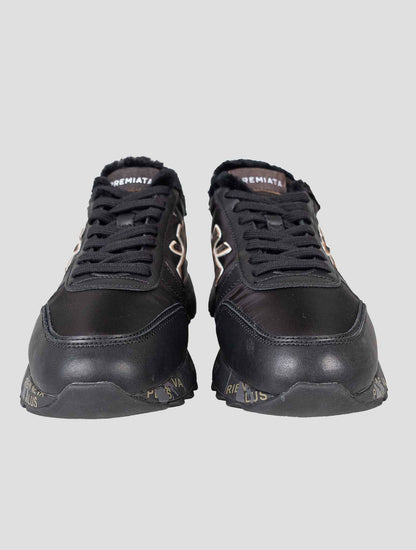 Premiata Black Leather Pa Shearling Sneakers