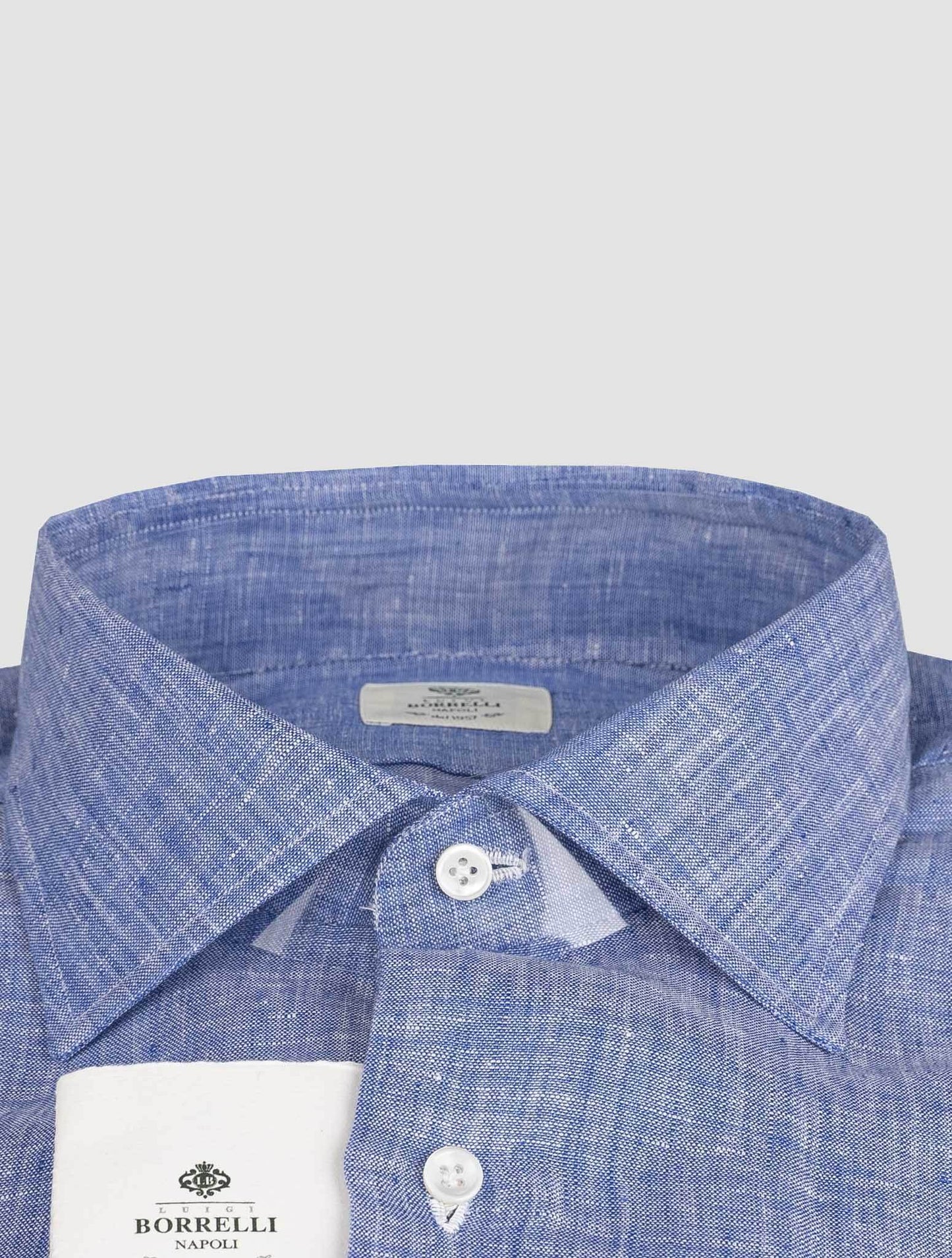 Luigi borrelli šviesiai mėlynas lininis marškiniai