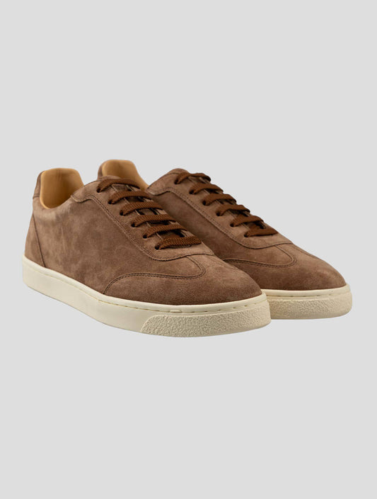 Brunello Cucinelli Brown Leather Suede Sneakers