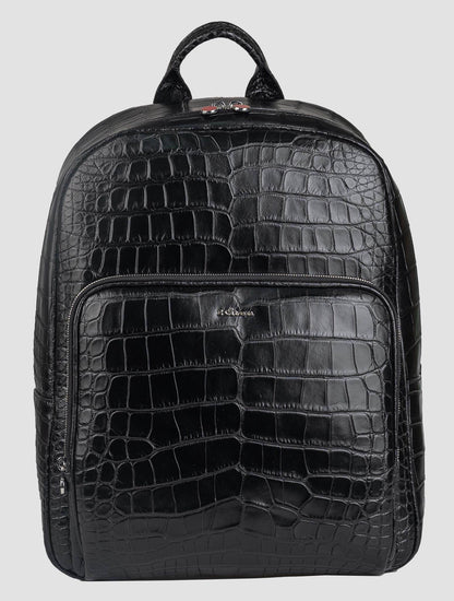 Kiton черный кожаный рюкзак крокодила