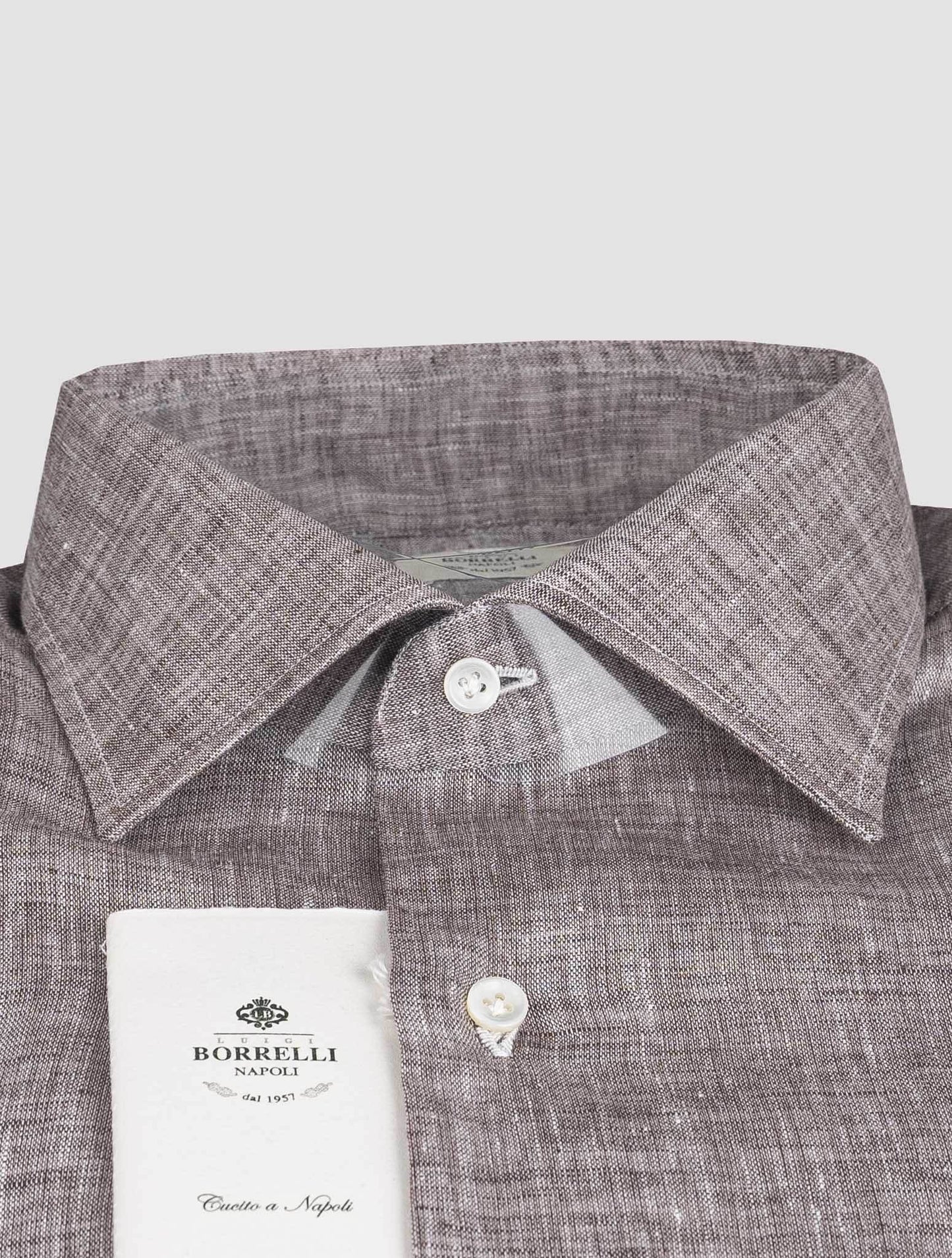 Luigi borrelli smėlio spalvos lininiai medvilniniai marškiniai