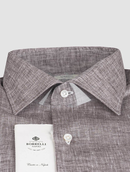 Luigi Borrelli Hemd aus Leinen aus Baumwolle Beige