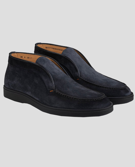 Santoni Blue Leather Suede Boots