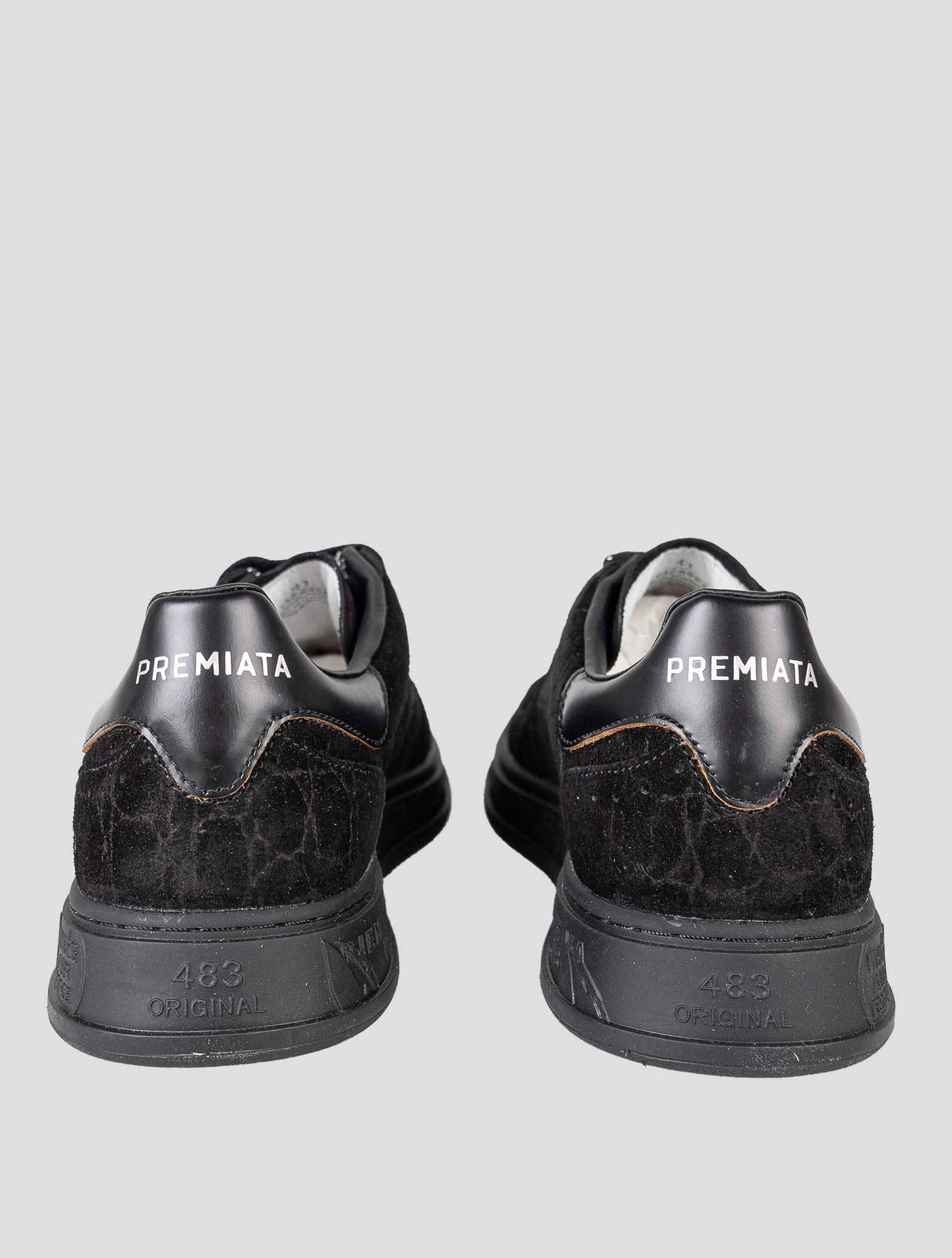 Premiata Black Leather Suede Sneakers