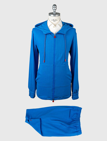 Kiton Blue Cotton Tracksuit Short Pants