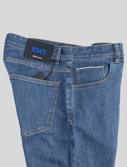 KNT Kiton Blå Cotton Pe Jeans