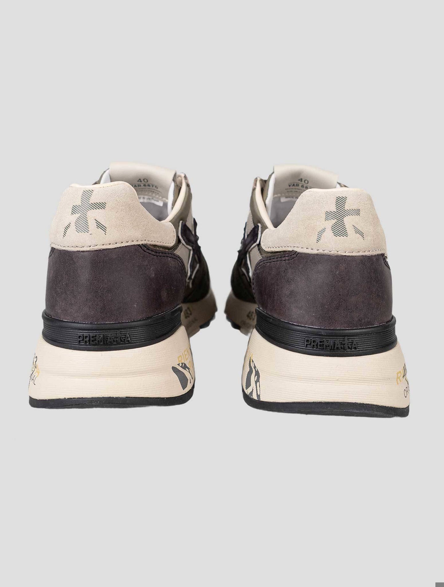 Premiata Green Brown Pa Leather Suede Pu Sneakers