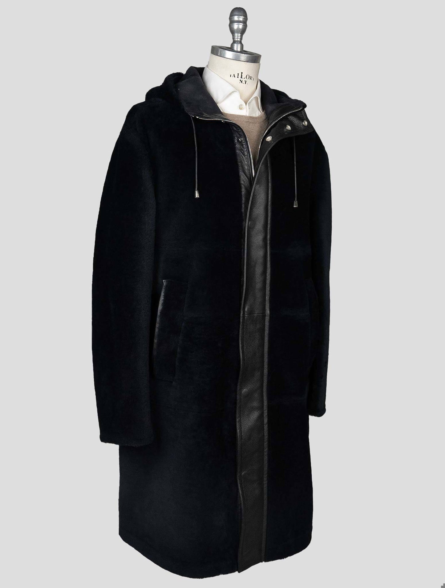 Zilli Blue Sheepskin leather Parka Overcoat