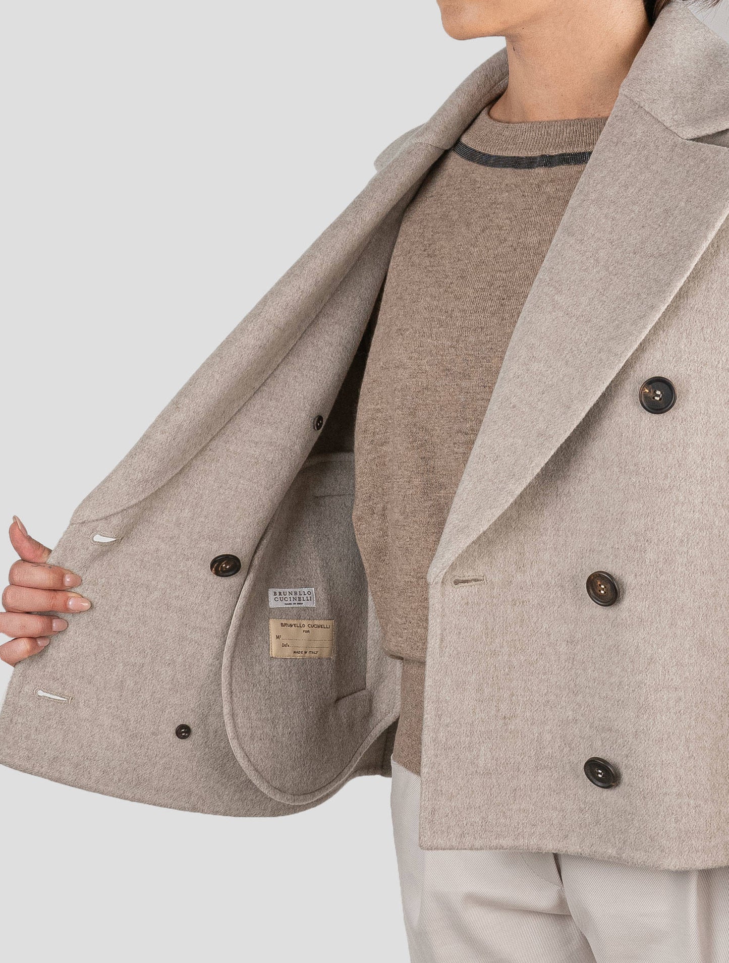 Brunello Cucinelli Gray Virgin Wool Cashmere Coat Woman