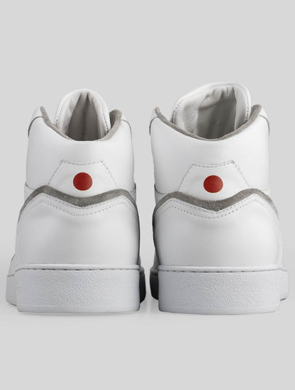 Kiton White Gray Leather Sneakers