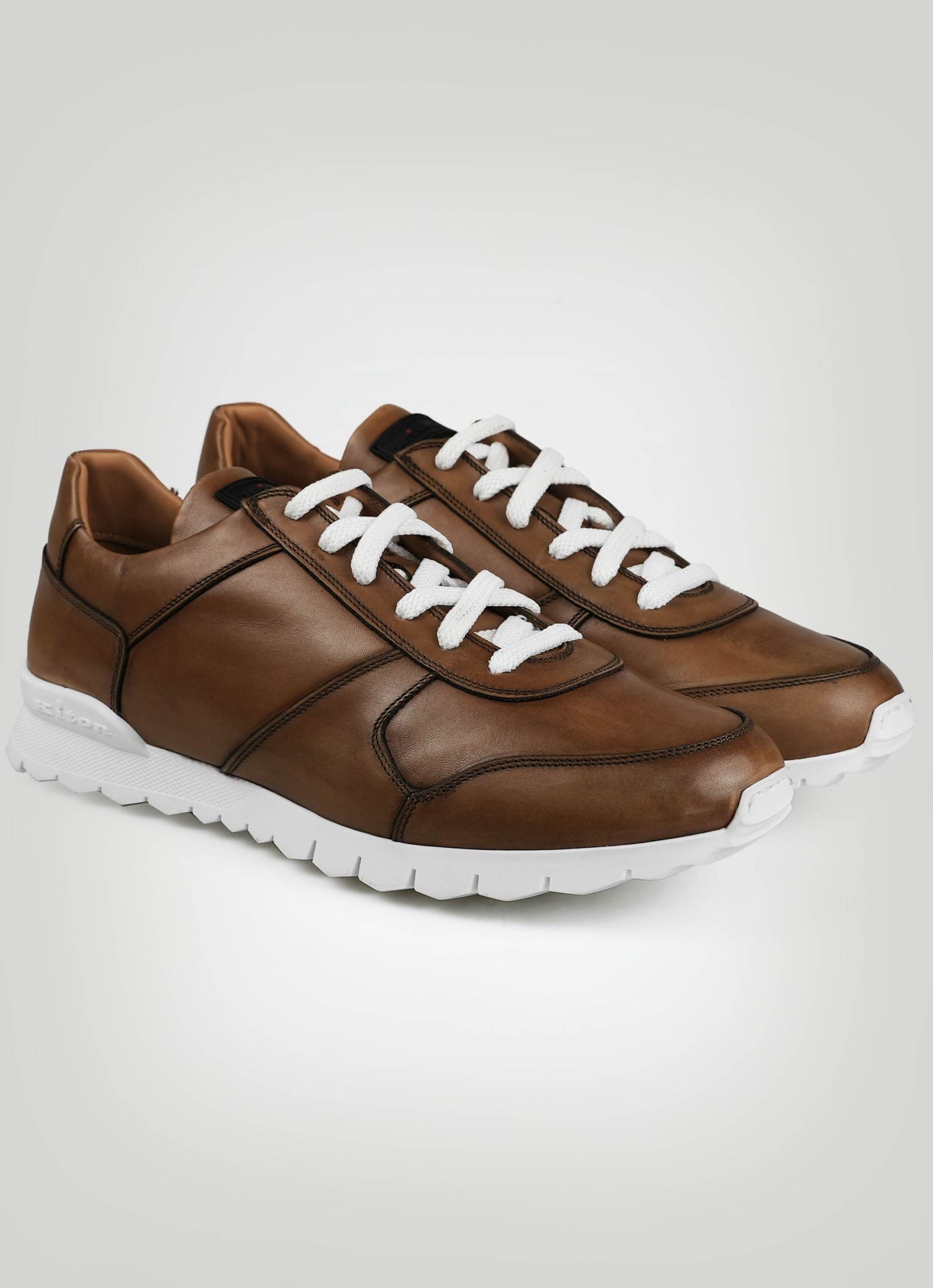 Kiton Brown Leather Fur Sheepskin Sneakers