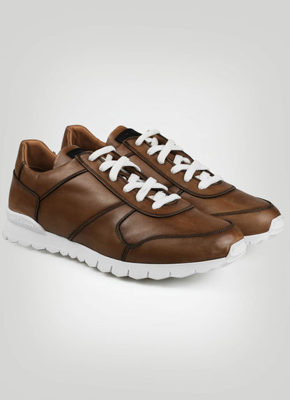 Zapatillas deportivas de piel de oveja de piel marrón Kiton