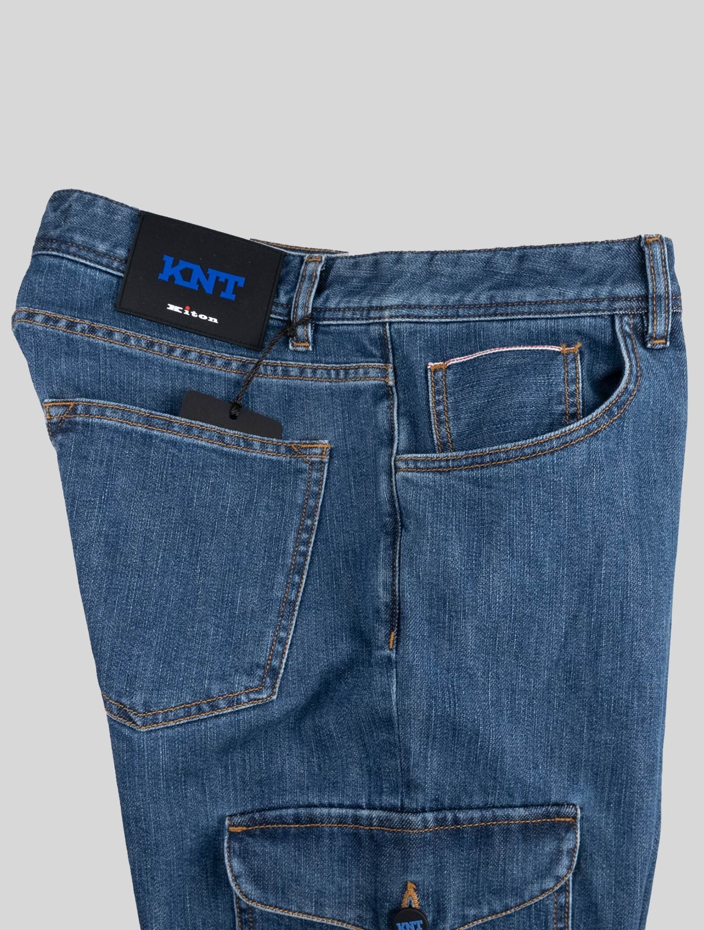 KNT Kiton Blue Cotton Pe Jeans Teret