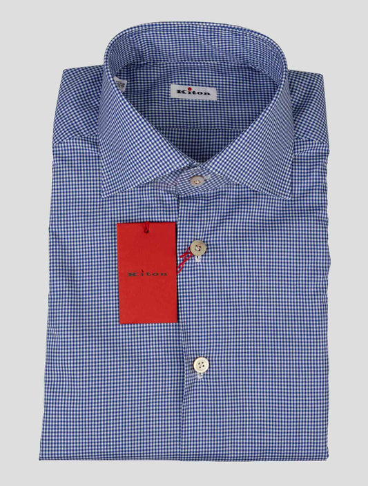 Kiton Blue White Cotton Shirt