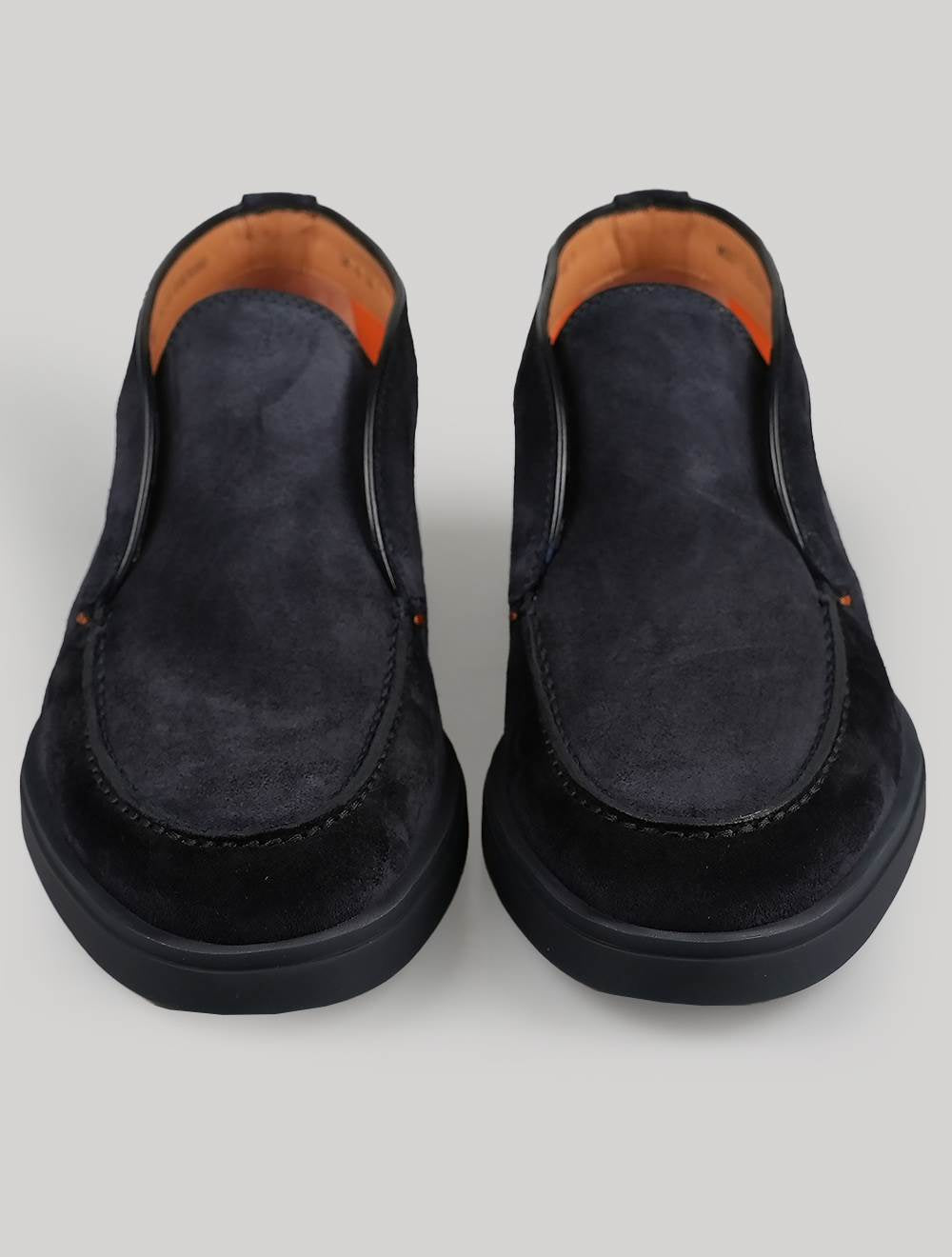 Santoni Blue Leather Suede Loafers