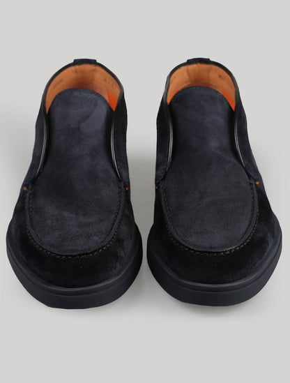 حذاء بدون كعب من الجلد المدبوغ أزرق من Santoni
