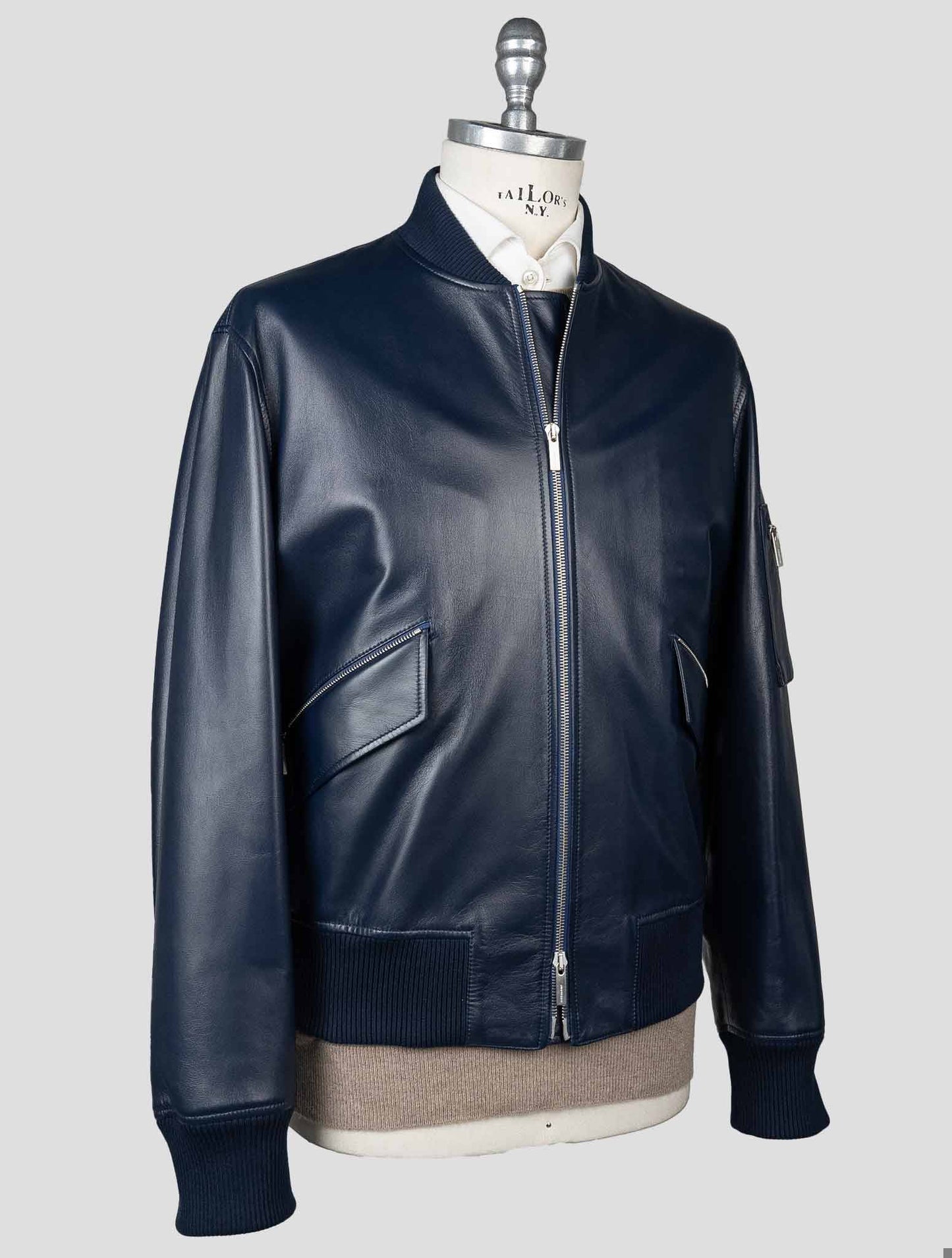 Ferragamo Blue Leather Coat