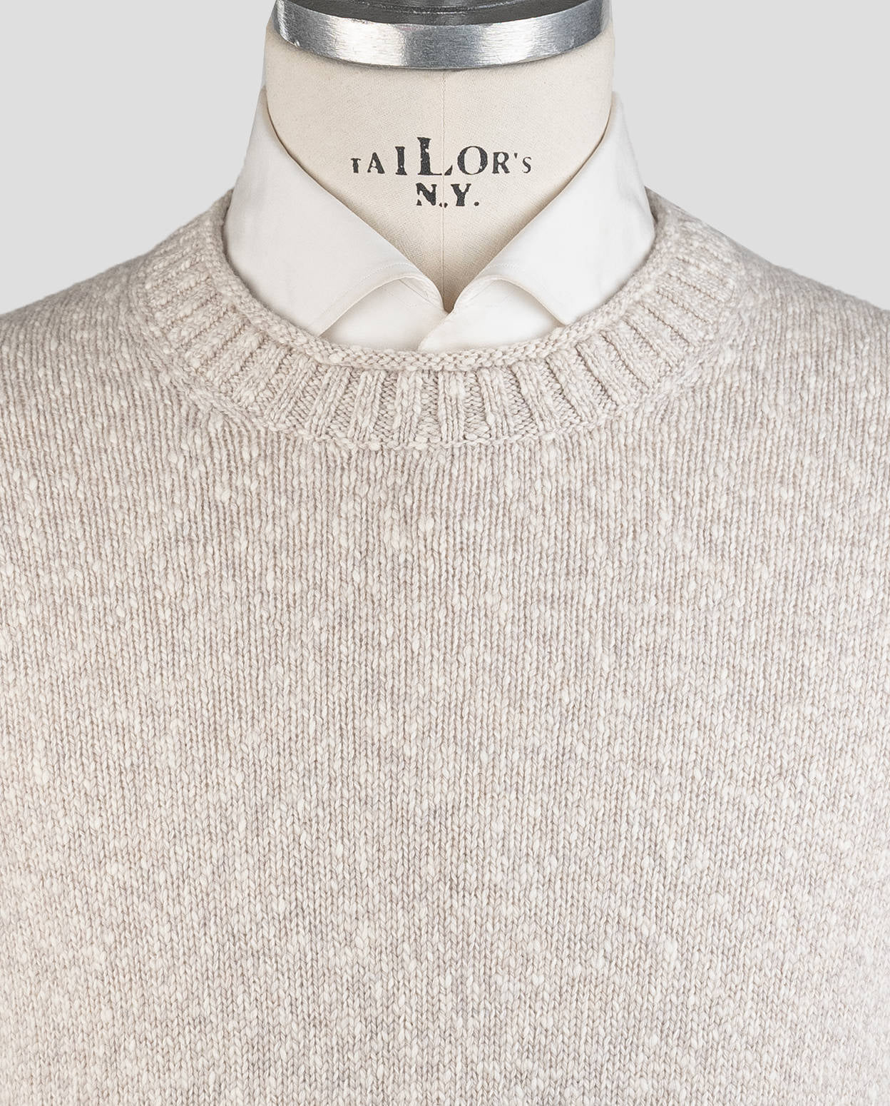 Brunello Cucinelli Beige Lambswool Cashmere Sweater Crewneck