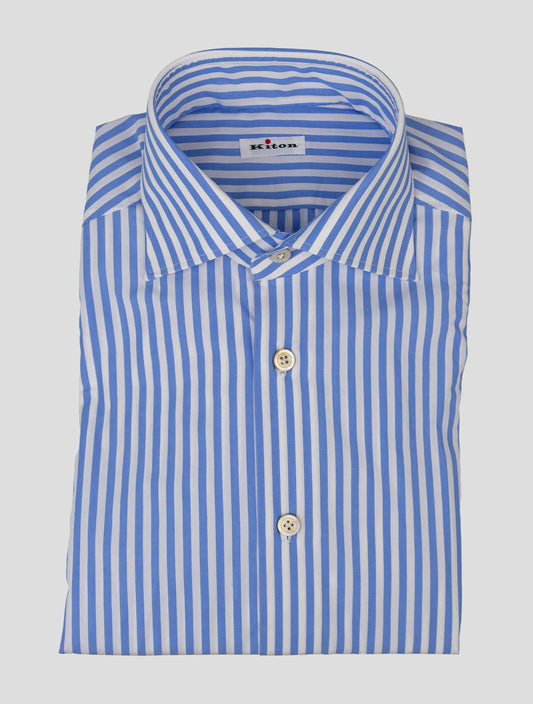 kiton Light Blue White Cotton Shirt